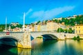 Church of Saint George viewed behind pont Bonaparte in Lyon, France