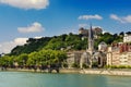 Church of Saint Georges and Saone river, Lyon, France Royalty Free Stock Photo