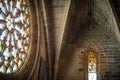 Alcudia, Majorca, Spain Ã¢â¬â May 13 2011: An internal view of the rose stained glass window of the Church of Saint Jaume.