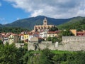 The church of Saint-Juste-et-Sainte-Ruffine in medieval walled town Prats-de-Mollo-la-Preste, Pyrenees-Orientales in southern Royalty Free Stock Photo