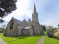 Church with steeple and churchyard Royalty Free Stock Photo