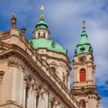 Church of Saint Nicholas baroque dome and clock tower Royalty Free Stock Photo