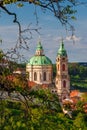 Church of Saint Nicholas baroque dome and clock tower Royalty Free Stock Photo