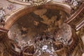 Prague, Czech Republic - March 15, 2020 The Church of Saint Nicholas, baroque painted ceiling, baroque interior