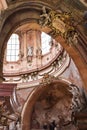 Prague, Czech Republic - March 15, 2020 The Church of Saint Nicholas, baroque painted ceiling, baroque interior