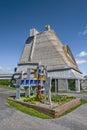 Church Saint Pierre is the largest site Le Corbusier in Europe. Saint Etienne metropole. Concrete and iron sculptural composition Royalty Free Stock Photo