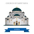 Church Saint Sava Belgrade Serbia Europe flat vector landmark