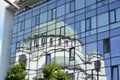 Church of Saint Sava reflection on the glass building exterior Royalty Free Stock Photo