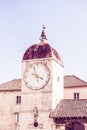 Church of Saint Sebastian in the Center of Trogir, Croatia. The Clock Tower and City Loggia on John Paul II Square - Trogir, Royalty Free Stock Photo