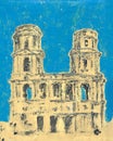 The Church of Saint Sulpice in Paris art painting Royalty Free Stock Photo