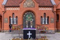 The Church of Saints Simon and Helena entrance, known as Red Church, Minsk, Belarus. Royalty Free Stock Photo