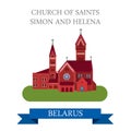 Church Saints Simon Helena Minsk Belarus flat vector attraction