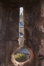Church of San Andres seen from an embrasure of the castle wall of Ponferrada Royalty Free Stock Photo