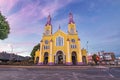 Church of San Francisco at Plaza de Armas Square at sunset - Castro, Chiloe Island, Chile Royalty Free Stock Photo