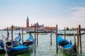 Church of San Giorgio Maggiore island and gondolas in Venice, Italy Royalty Free Stock Photo