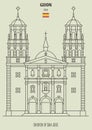 Church of San Jose in Gijon, Spain. Landmark icon