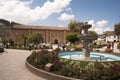 church san pedro andahuaylas catholic religion with a bell tower and baroque architecture in and historical fountain respective