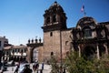 The Church of San Pedro is a Catholic church located in the city of Cuzco, Peru. It has a Latin cross plan, it sports two high Royalty Free Stock Photo