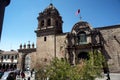 The Church of San Pedro is a Catholic church located in the city of Cuzco, Peru. It has a Latin cross plan, it sports two high Royalty Free Stock Photo