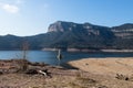 Church San RomÃÂ¡n de Sau hidden under the water, Sau Reservoir, Tavartet, Catalonia Royalty Free Stock Photo