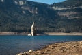 Church San RomÃÂ¡n de Sau hidden under the water, Sau Reservoir, Tavartet, Catalonia Royalty Free Stock Photo