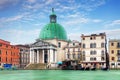 Church San Simeone Piccolo on embankment of Canal Grande in Venice Royalty Free Stock Photo