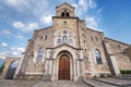 Church of San Vicente Martir and San Sebastian at dusk, in Frias, Burgos, Spain. Royalty Free Stock Photo