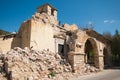 The church of Sant`Antonio Abate of Visso destroyed by terrific earthquake Royalty Free Stock Photo