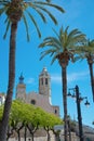 Church of Sant Bertomeu and Santa Tecla in Sitges.Costa Brava, Spain.