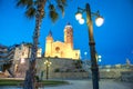 Church of Sant Bertomeu and Santa Tecla in Sitges by Night .Costa Brava, Spain.