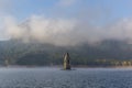 The Church of Sant Roma is a submerged church located on the Sau reservoir, Catalonia, Spain Royalty Free Stock Photo