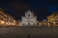 Church of Santa Croce in Florence in Tuscany in Italy during blue hour with empty square and historical old buildings Royalty Free Stock Photo