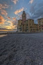 Church Santa Maria Assunta of Camogli and the beach, Liguria, Italy