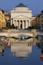 Church of Sant Antonio Nuovo with reflection on the river, Trieste in Italy