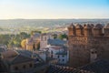 Church of Santiago del Arrabal and Puerta del Sol Gate Aerial view - Toledo, Spain Royalty Free Stock Photo