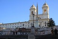 The church of the Santissima Trinita dei Monti above the Spanish Steps in Rome, Italy Royalty Free Stock Photo