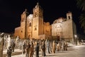 Church of Santo Domingo de Guzman at night in Oaxaca, Mexico