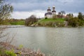 Church of the Savior on the Ascension in Stebliv, view from the Ros river Royalty Free Stock Photo