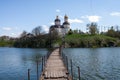 Church of the Savior on the Ascension in Stebliv, view from the Ros river Royalty Free Stock Photo