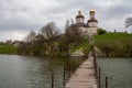 Church of the Savior on the Ascension in Stebliv, view from the Ros river Royalty Free Stock Photo