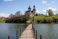 Church of the Savior on the Ascension in Stebliv, view from the Ros river Royalty Free Stock Photo