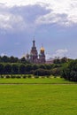 Church Savior on Blood and park in St-Petersburg, Russia. Royalty Free Stock Photo
