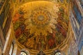 Church of the Savior on Spilled Blood. Beautiful mosaic platfond with a biblical story. Royalty Free Stock Photo