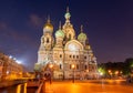 Church of  Savior on Spilled Blood at night, Saint Petersburg, Russia Royalty Free Stock Photo