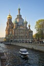 The Church of the Savior on Spilled Blood is one of the main attractions. The place of the Emperor`s death. Saint Petersburg,