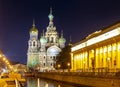Church of the Savior on Spilled Blood Spas na Krovi on Griboedov canal at night, St. Petersburg, Russia Royalty Free Stock Photo