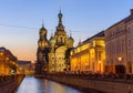 Church of Savior on Spilled Blood Spas na Krovi on Griboedov canal at white night, Saint Petersburg, Russia Royalty Free Stock Photo