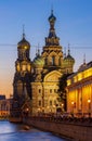 Church of Savior on Spilled Blood Spas na Krovi on Griboedov canal at white night, Saint Petersburg, Russia Royalty Free Stock Photo