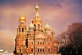 Church of the Saviour on Spilled Blood or Cathedral of the Resurrection of Christ at sunset, St. Petersburg Royalty Free Stock Photo