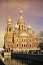 Church of the Saviour on Spilled Blood or Cathedral of the Resurrection of Christ at sunset, St. Petersburg Royalty Free Stock Photo